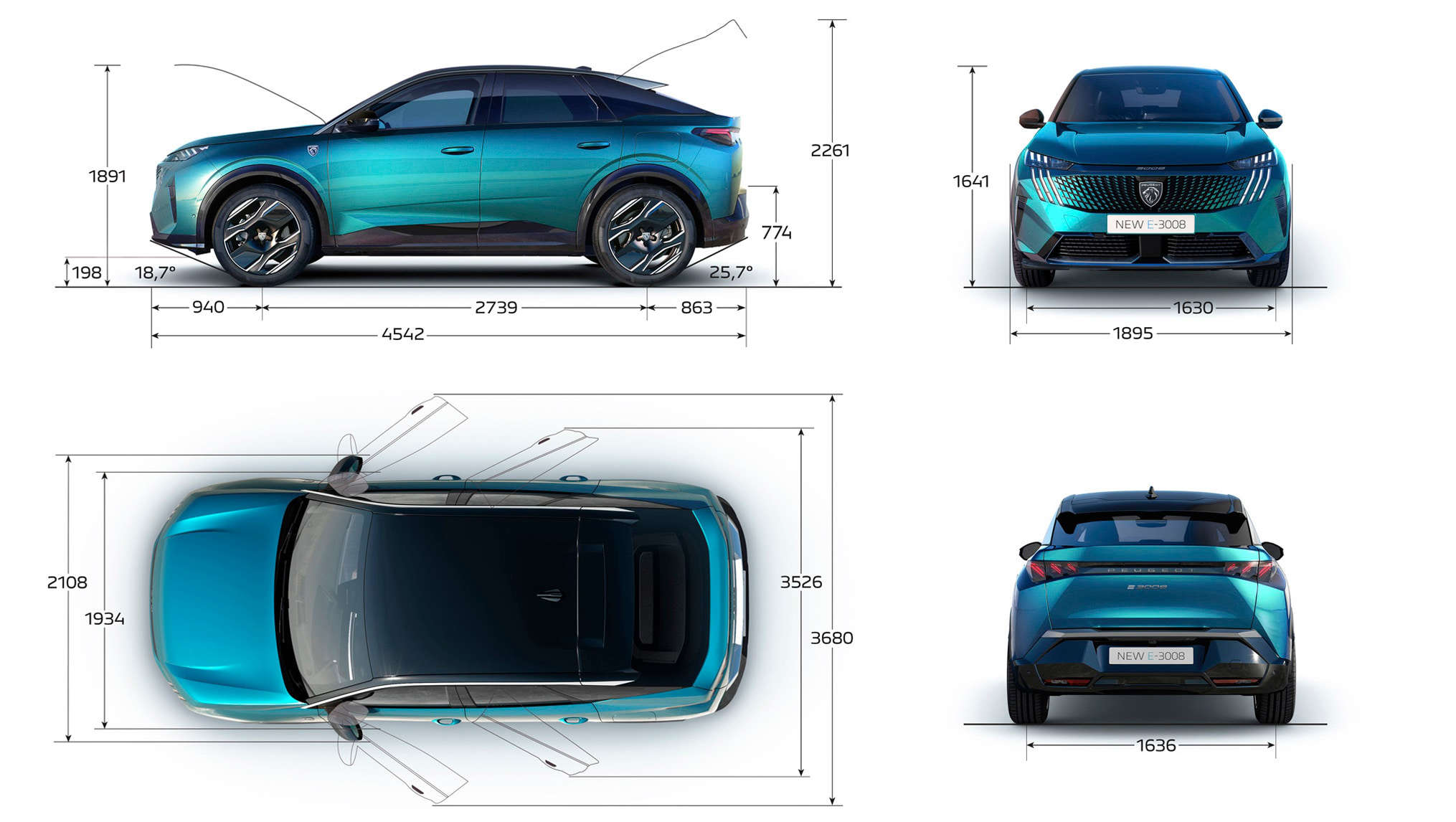 Зовнішні розміри Peugeot e-3008