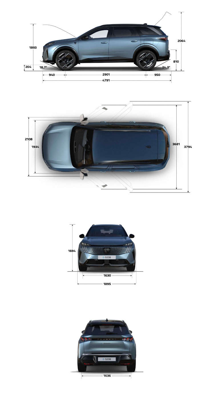 Зовнішні розміри Peugeot 5008